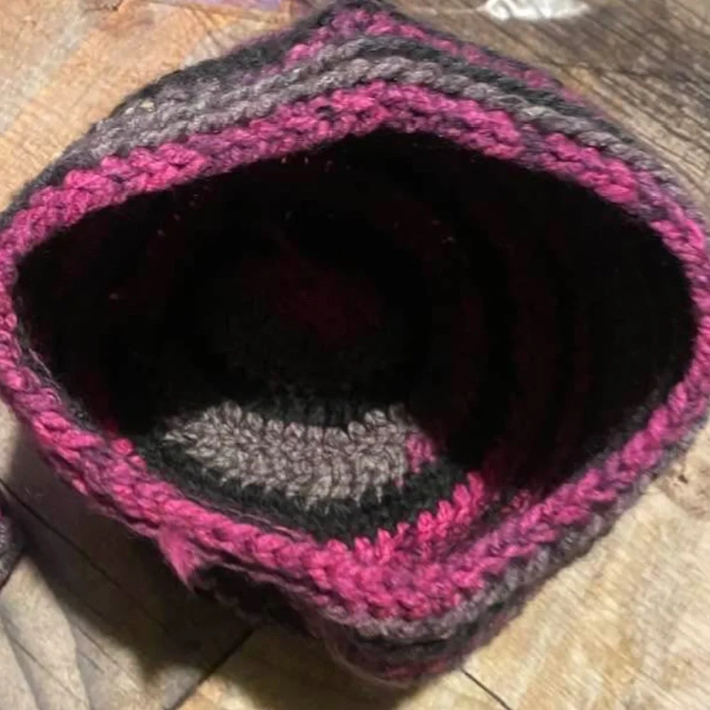 Striped handmade Knit Hat and glove  Set